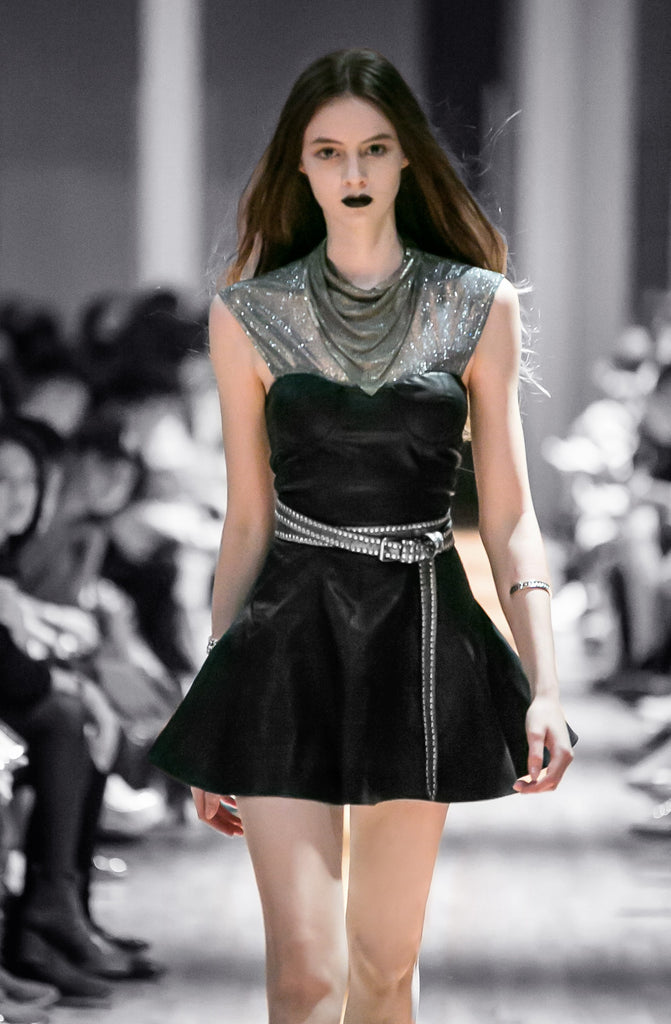 SIENNA Vegan Leather Bustier Dress (Black)