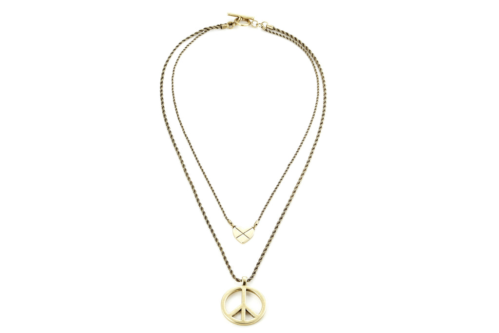 LOVE, PEACE, ROCK N' ROLL Necklace (Gold)