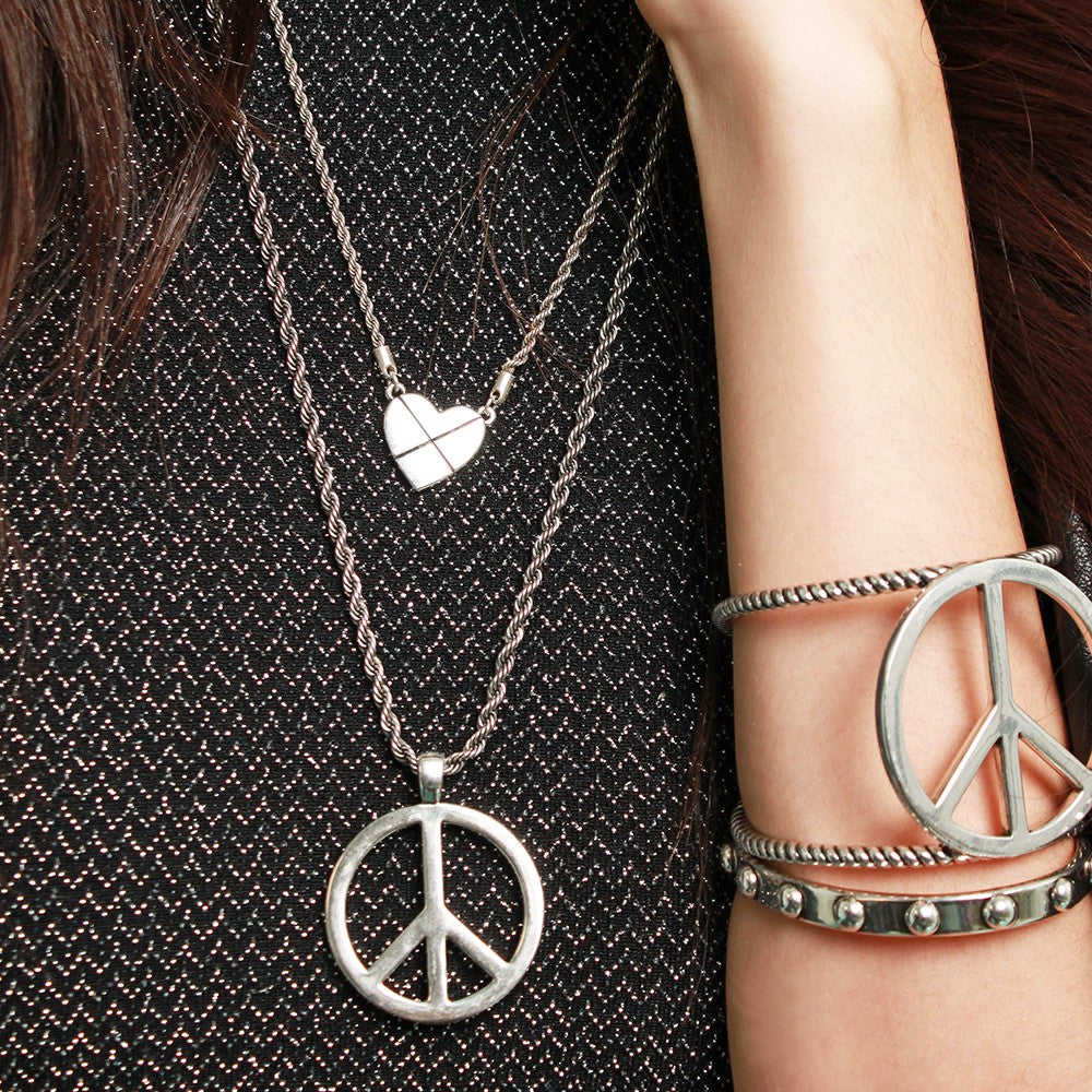 LOVE, PEACE, ROCK N' ROLL Necklace (Silver)