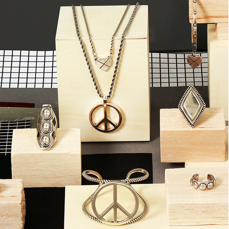 LOVE, PEACE, ROCK N' ROLL Necklace (Silver)