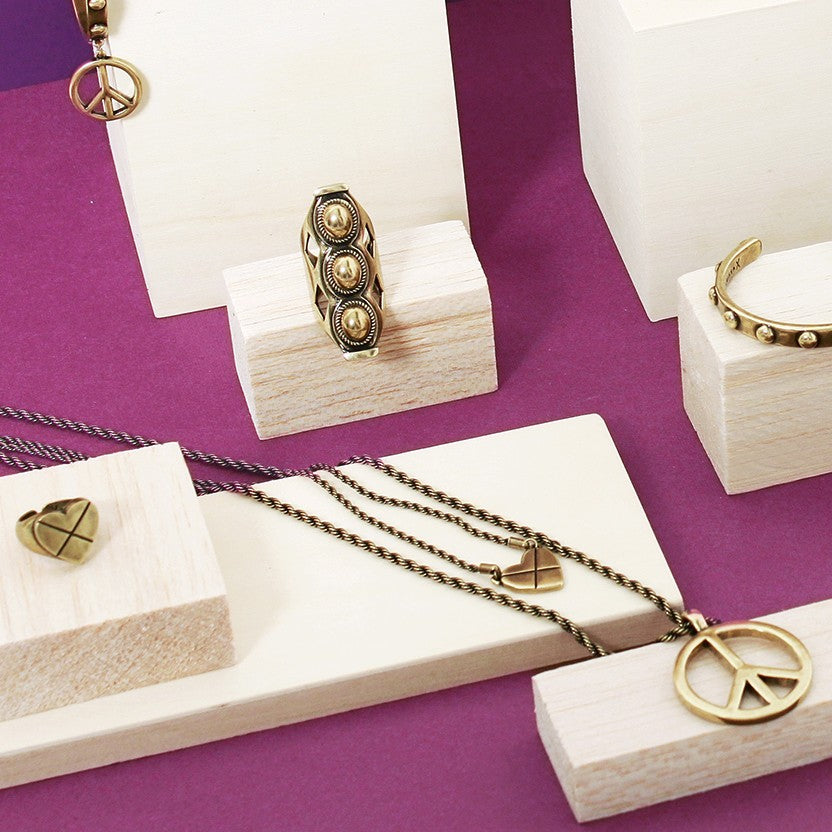 LOVE, PEACE, ROCK N' ROLL Necklace (Gold)