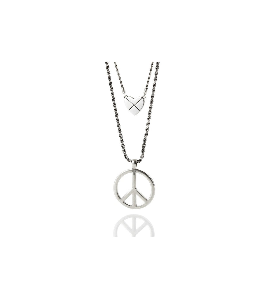 LOVE, PEACE, ROCK N' ROLL Necklace (Silver)