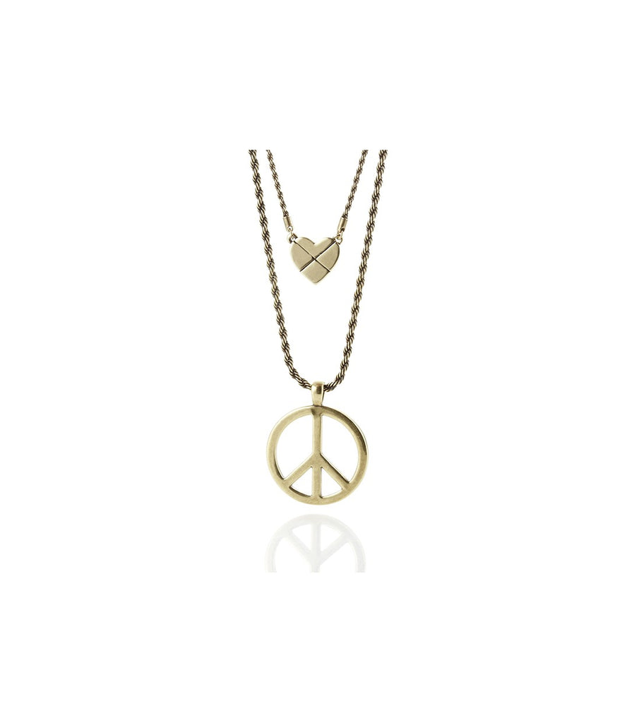 LOVE, PEACE, ROCK N' ROLL Necklace (Gold)