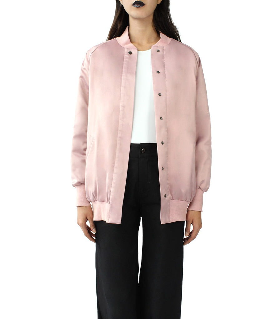 HOLD MY HEART Oversized Varsity Jacket (Dusty Pink)