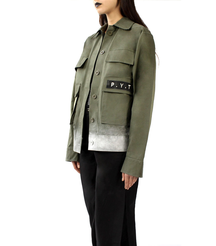 P.Y.T Embellished Oversized Army Jacket (Military Green)