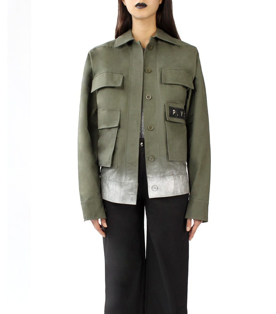 P.Y.T Embellished Oversized Army Jacket (Military Green)