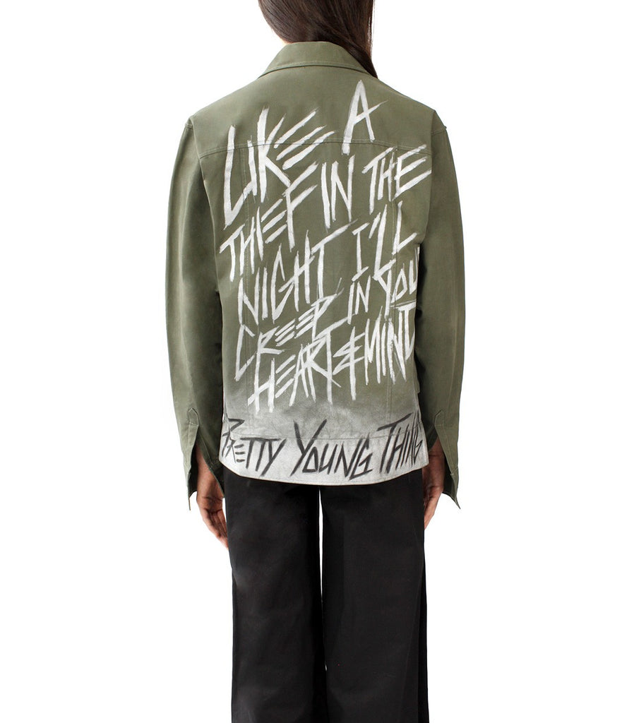 P.Y.T Embellished Oversized Army Jacket (Military Green)