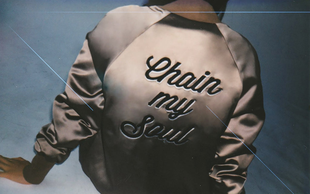 CHAIN MY SOUL Oversized Varsity Jacket (Taupe Brown)