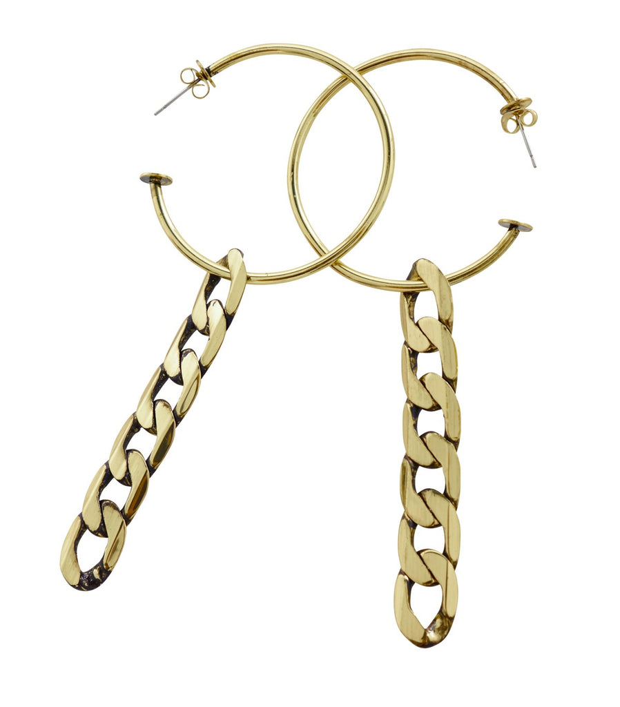 NAOMI Hoop Chain Earrings (Gold)