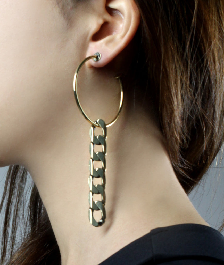 NAOMI Hoop Chain Earrings (Gold)