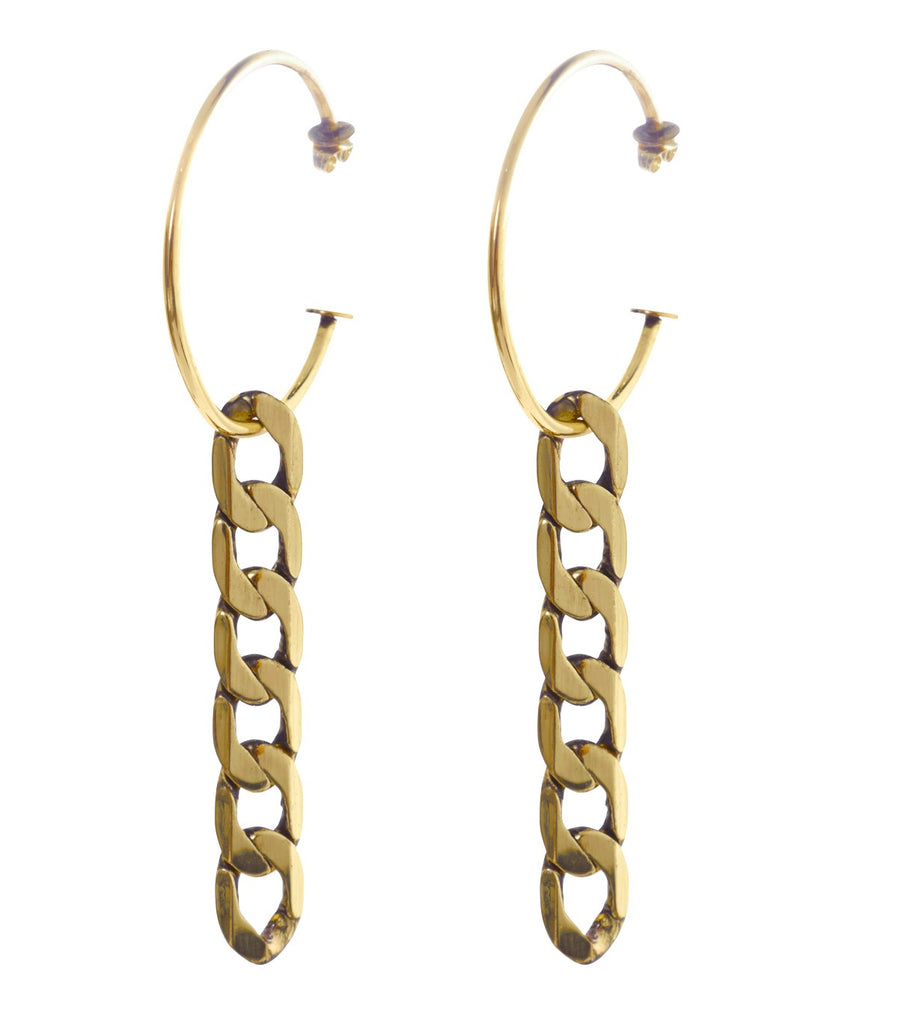NAOMI Hoop Chain Earrings (Gold)