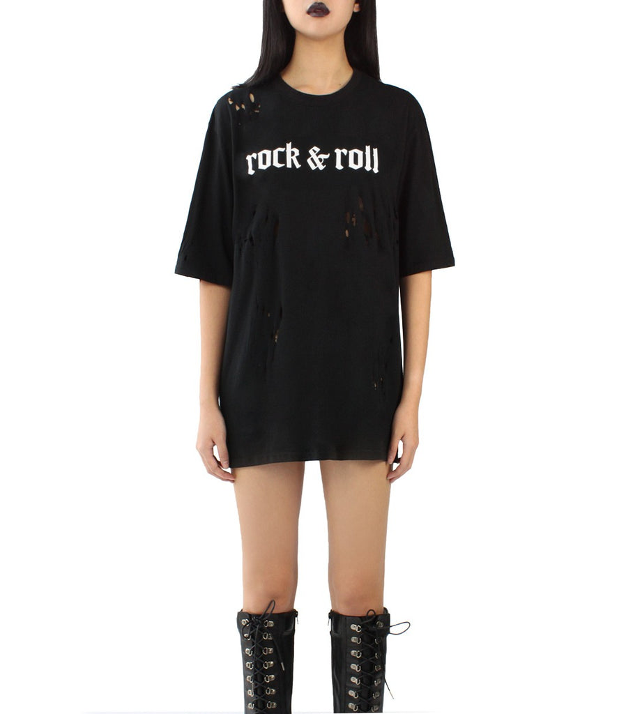 ROCK&ROLL Distressed Tee