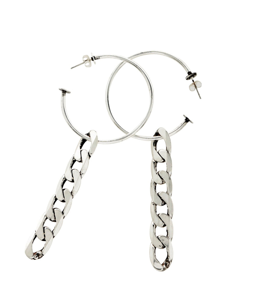 NAOMI Hoop Chain Earrings (Silver)