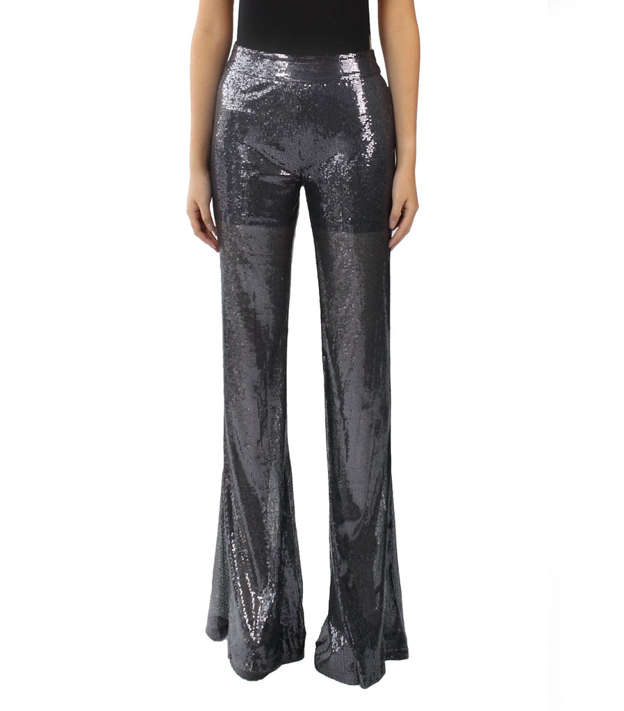 GLITTERATI Sequin Flare Pants (Gunmetal)