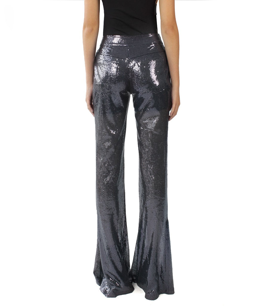 GLITTERATI Sequin Flare Pants (Gunmetal)