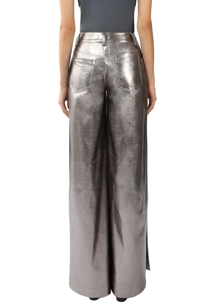 EDIE Slit Pants (Metallic Silver)
