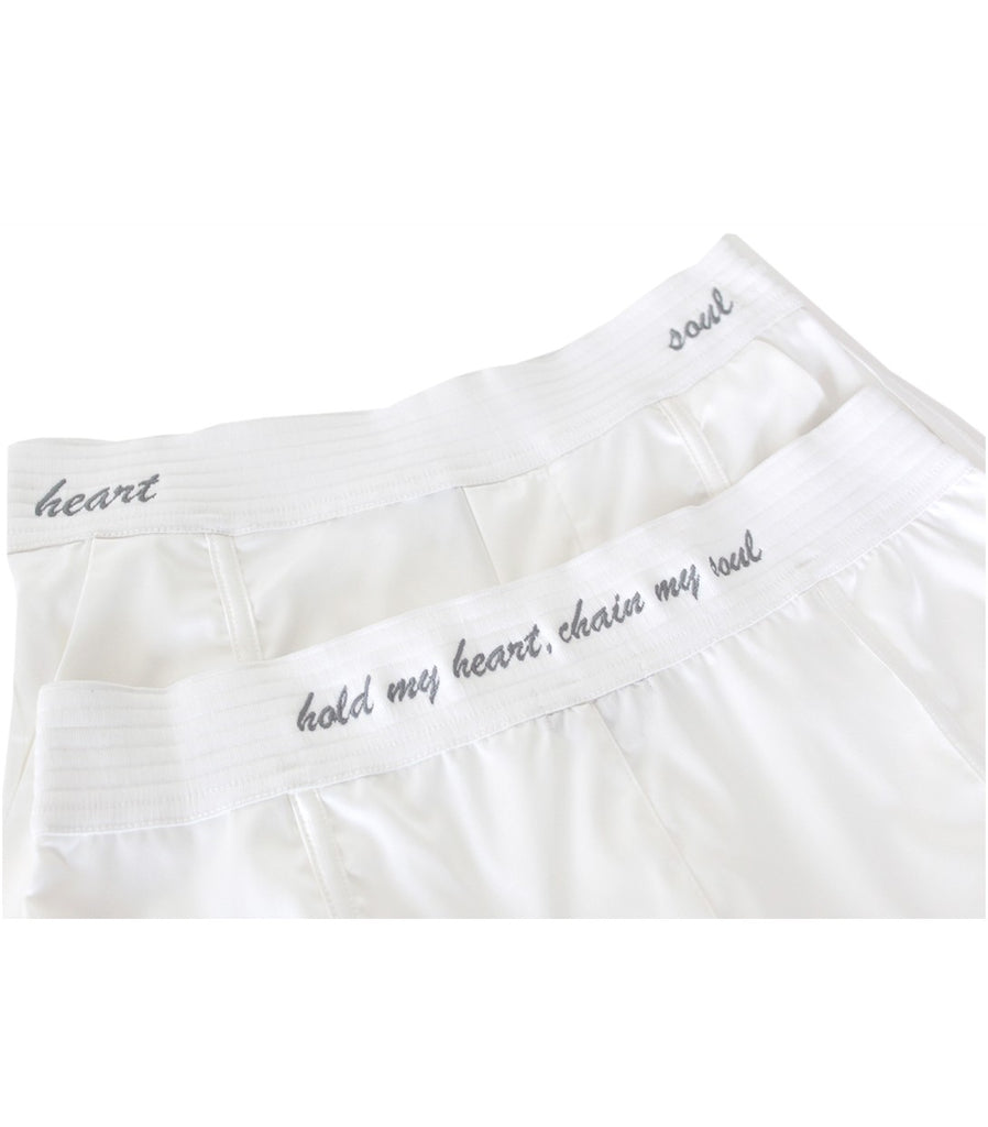 HEART/SOUL Embroidered Satin Boxers (White)