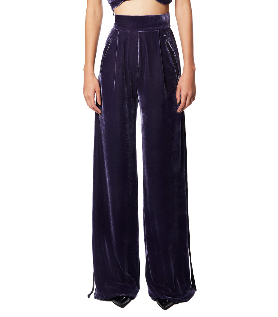 LOU LOU Side-Strapped Velvet Pants